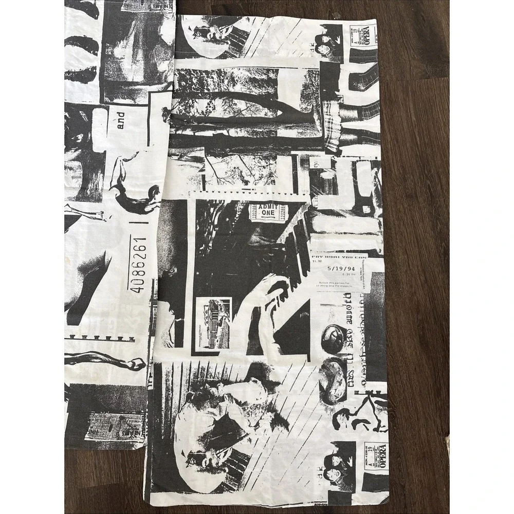 2 Vintage Ralph Lauren Black White Newspaper Print Long King Pillow Case Polo